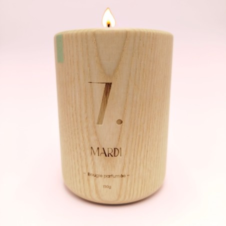 Bougie en Bois - Mardi Détox - Parfum Yuzu, Jasmin & Thé vert