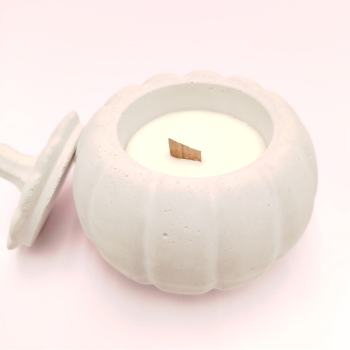 Bougie Citrouille en Ciment - Parfum Cèdre et Bois de Santal