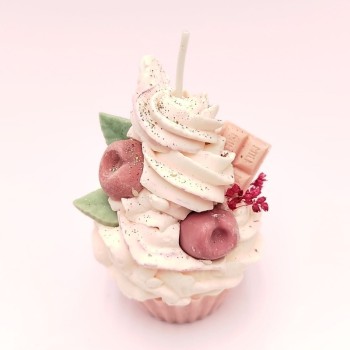 Bougie Cupcake - Parfum Cerise Griotte