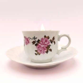 Bougie mini tasse rose - Parfum bouquet fleuri
