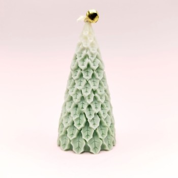 Bougie sapin feuilles vert et blanc - Parfum sapin