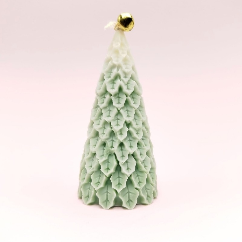 Bougie sapin feuilles vert et blanc - Parfum sapin Bougie sapin feuilles vert et blanc - Parfum sapin
