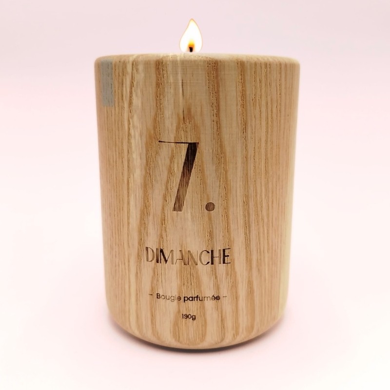 Bougie en bois - Dimanche Off - Parfum magnolia, musc & coton