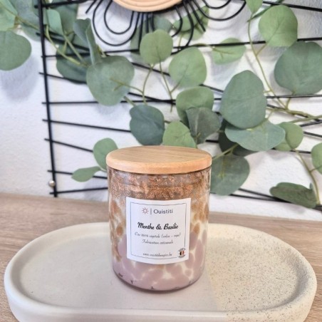 Bougie taches roses et or - Parfum Menthe & Basilic