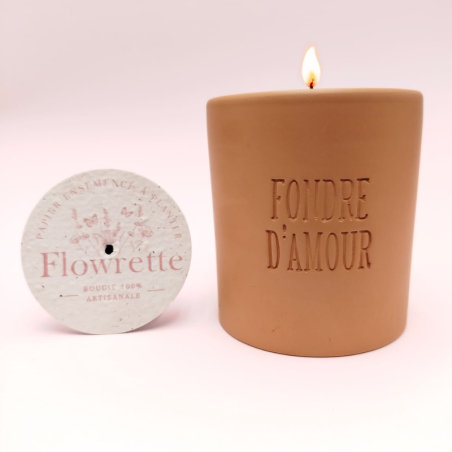 Bougie terracotta - "Semer de l'Amour" - Parfum fleur de Lin