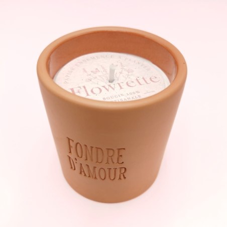 Bougie terracotta - "Semer de l'Amour" - Parfum fleur de Lin