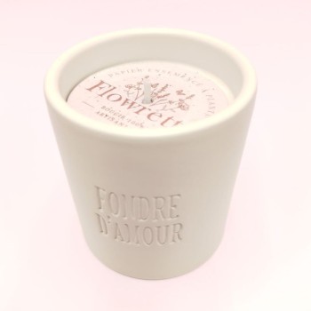 Bougie St Valentin - "Fondre d'amour" - Parfum fleur de Lin (blanche)