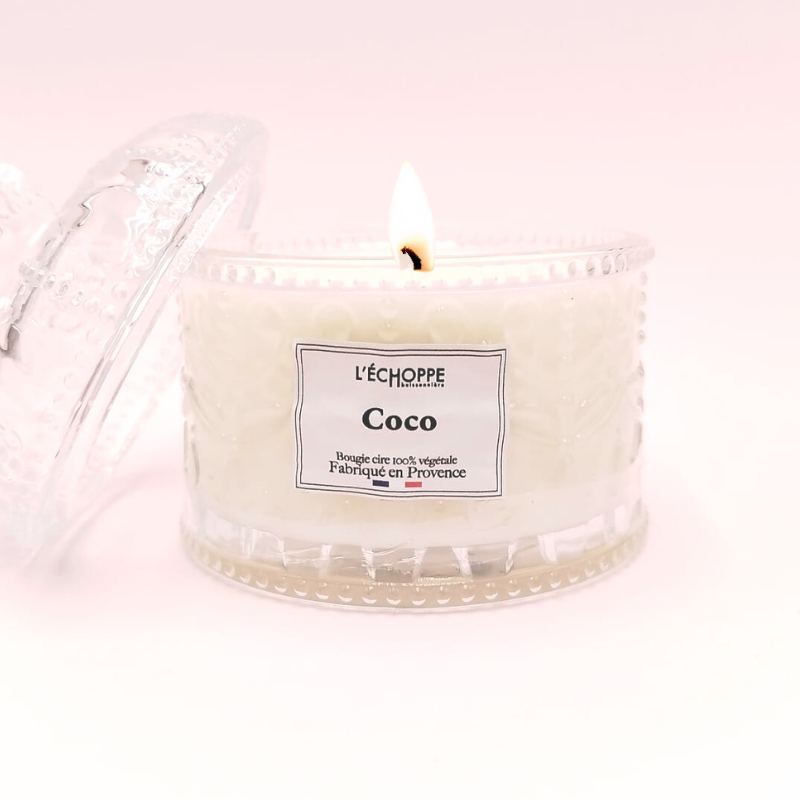 Bougie bonbonnière dôme - Parfum coco