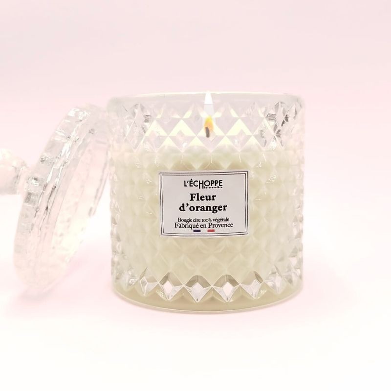 Bougie bonbonnière diamant - Parfum fleur d'oranger