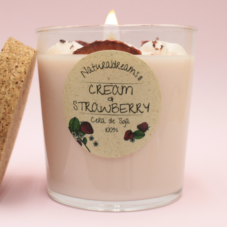 Bougie cire de soja - Parfum crème & fraise