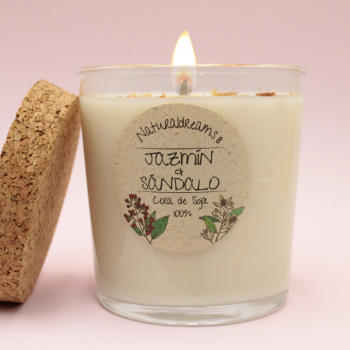 Bougie cire de soja - Parfum jasmin & bois de santal