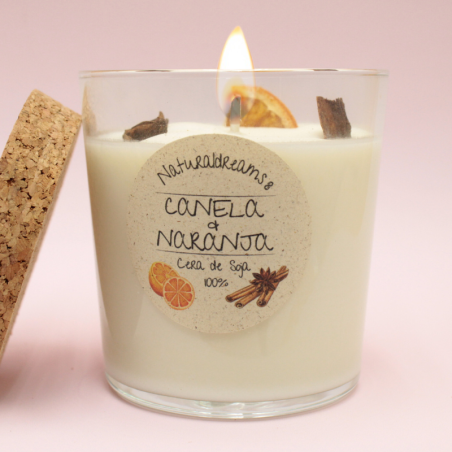 Bougie cire de soja - Parfum orange & cannelle