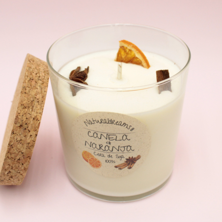 Bougie cire de soja - Parfum orange & cannelle