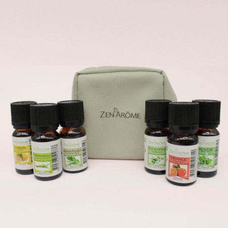 Huiles Essentielles 100% Naturelles x 6 senteurs indispensables + 1 Trousse de Rangement Offerte