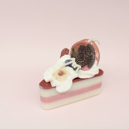 Bougie part de gâteau - Parfum givré fruits rouges