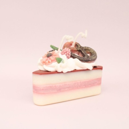 Bougie part de gâteau - Parfum fruits rouges