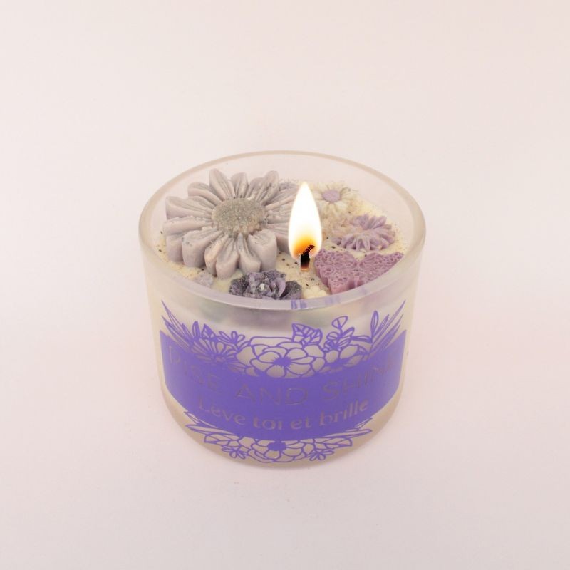 Bougie surprise bijou - Marguerite parfum bouquet fleuri (violet)