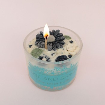 Bougie surprise bijou - Marguerite parfum bouquet fleuri (bleu)
