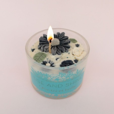 Bougie surprise bijou - Marguerite parfum bouquet fleuri (bleu)