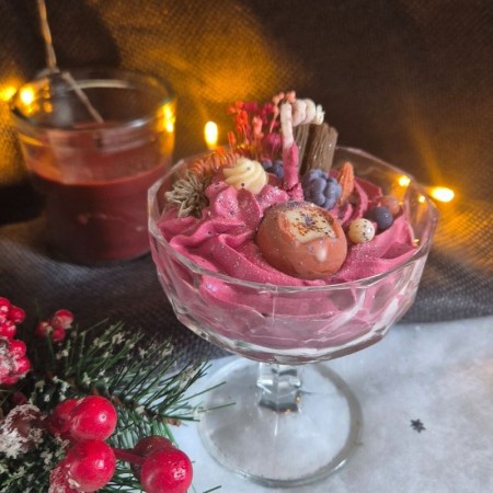 Bougie de noël - Coupe en verre - Parfum Vin Chaud 2