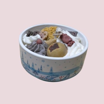 Bougie bol blanc de Noël - Parfum caramel beurre salé