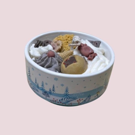 Bougie bol blanc de Noël - Parfum caramel beurre salé