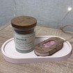 Plateau ovale décoratif en mélange de plâtre - Support bougies rose
