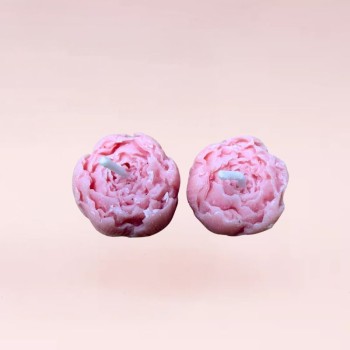 Coffret duo de bougies en forme de pivoine - Parfum fleur de lin