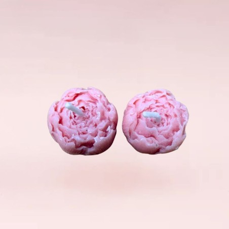 Coffret duo de bougies en forme de pivoine - Parfum fleur de lin