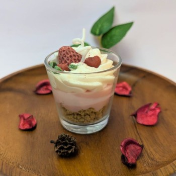 Mini-bougie verrine gourmande - Parfum tiramisu fruits rouges