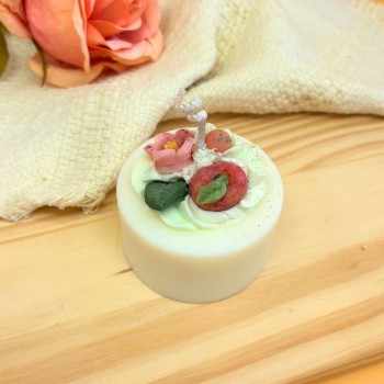bougie moulée cake design parfum pêche
