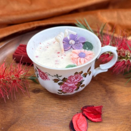 bougie tasse parfum bouquet floral bougie déco