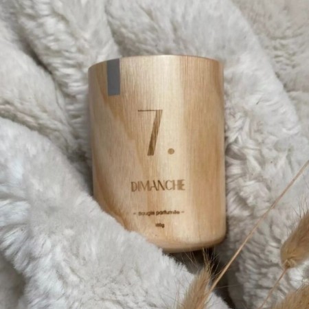 Bougie en Bois - Dimanche Off - Parfum Magnolia, Musc & Coton