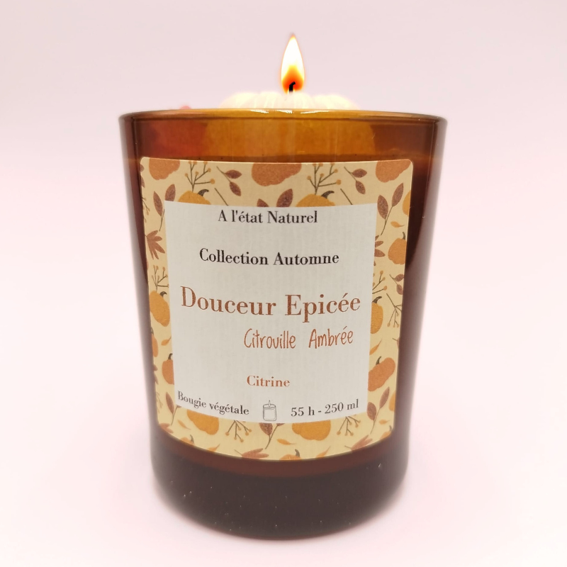 Bougie Douceur Épicée - Parfum Citrouille Ambrée